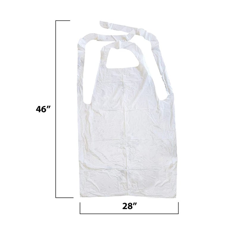 MT Products White Plastic/Poly Apron 46" x 28" - Disposable Kitchen Apron - Pack of 25 - Image 2